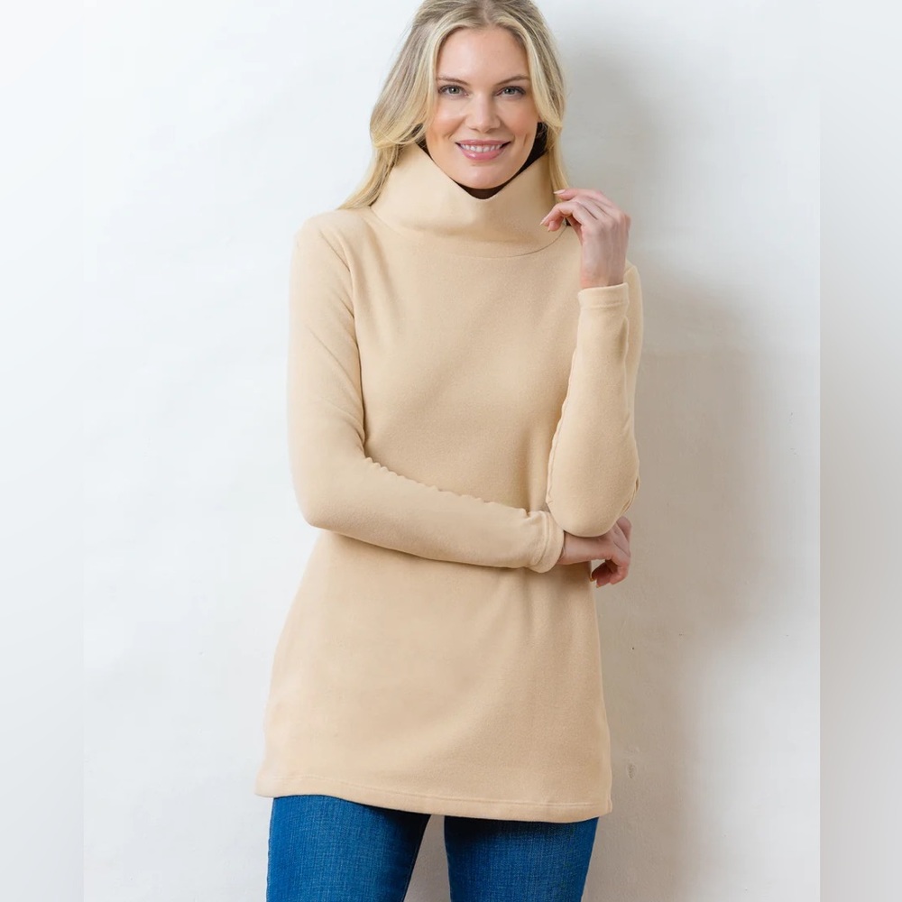 DUDLEY STEPHENS Cobble Hill Turtleneck in Terry Fleece Natural Blush - NWT - XL